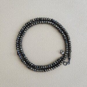 PYRITE NECKLACE W/ SKULL BEAD--25"